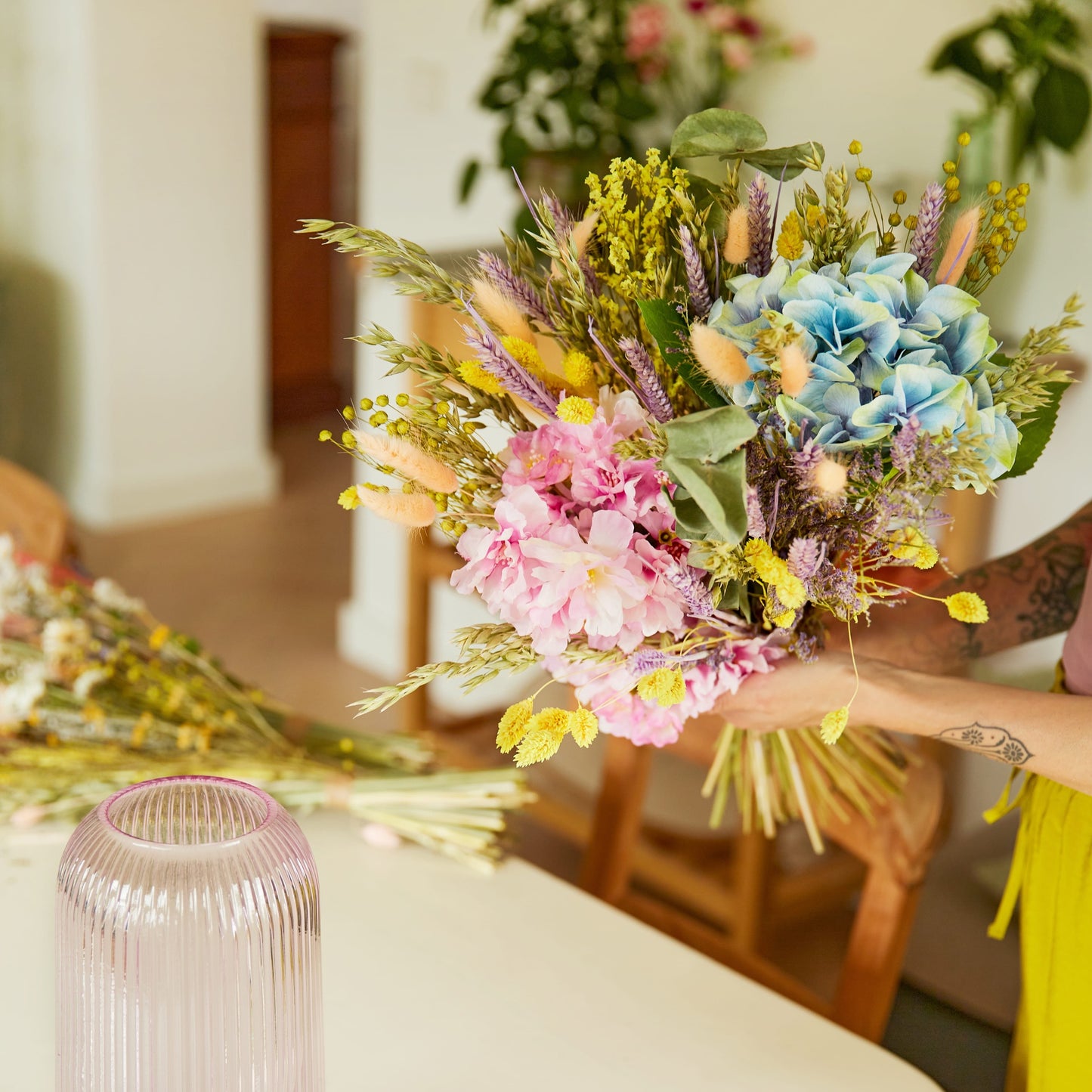 Droog- en zijden bloemen - Bouquet Bonbon