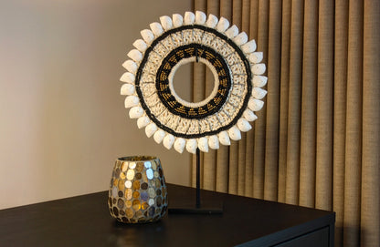 Schelpenketting wit/goud/zwart